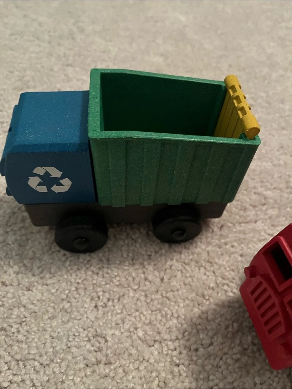 Toy Truck Playset - Blue Recycle Truck & Red Fire Truck